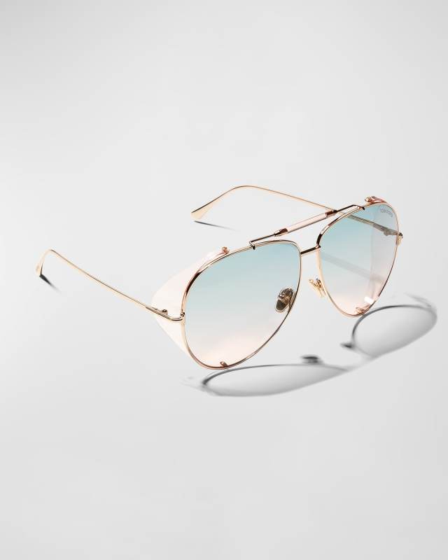 Jack Metal Aviator Sunglasses w/ Side Shields